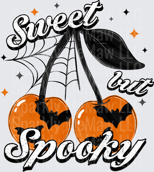 DTF Transfer for Fabrics Sweet But Spooky Halloween Orange Cherries With Bats and Spider Web DTF Transfer for Fabrics