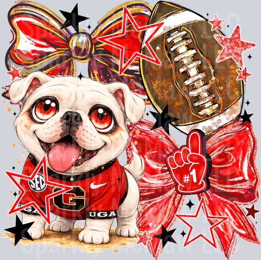 Georgia Bulldogs Bows DTF Transfer (Fabrics)