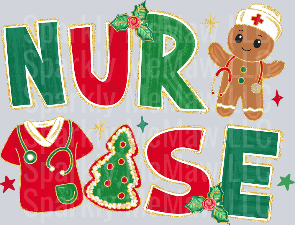 Christmas Nurse DTF Transfer (Fabrics ONLY)