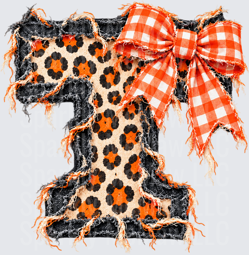 Leopard Letter T Bow DTF Transfer for Fabrics