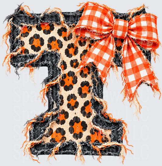 Leopard Letter T Bow DTF Transfer for Fabrics