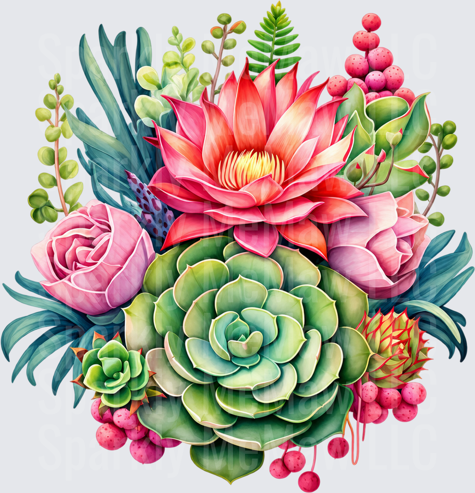 Succulent Floral Bouquet UV DTF Decal