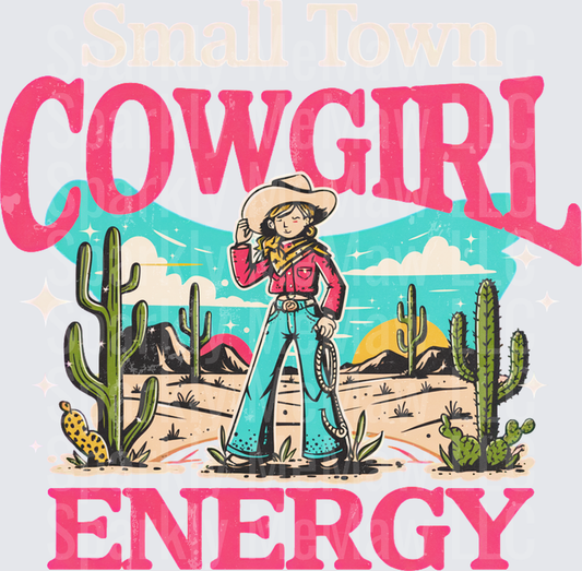 Small Town Cowgirl Energy Desert Scene UV DTF Decal