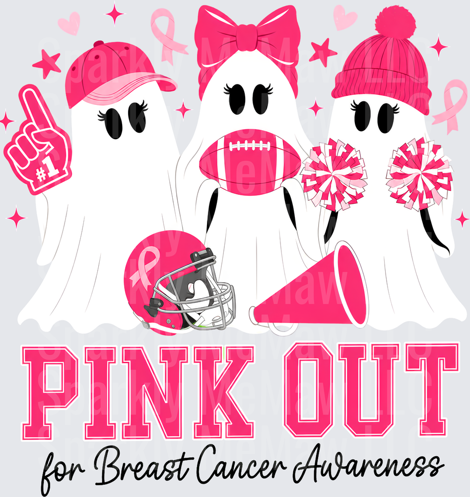 Pink Out Breast Cancer Awareness Ghosts UV DTF Decal