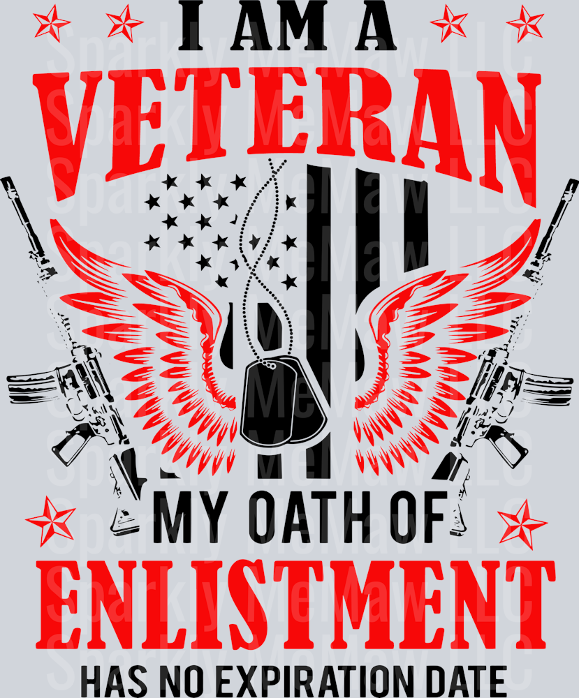 US VETERAN Black writing UV DTF Decal