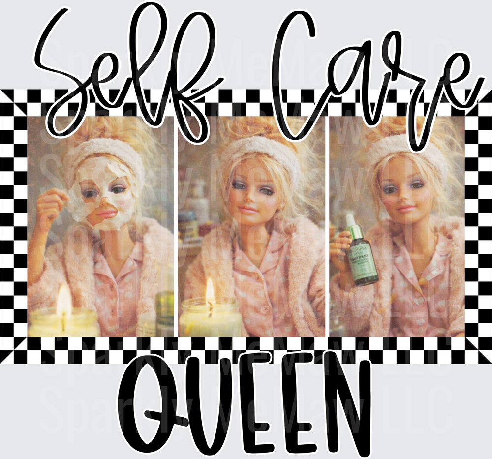 Self Care Queen Barbie Spa Day Three Panel Design UV DTF Decal