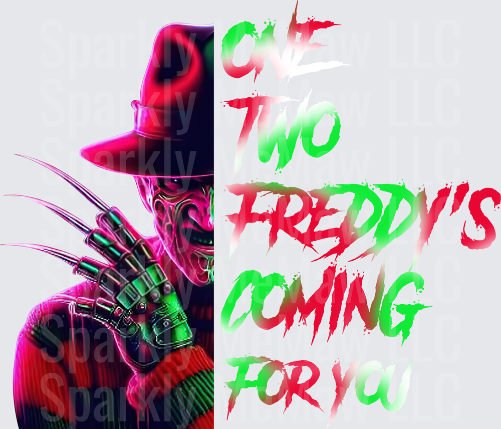 Freddy Krueger One Two Freddys Coming For You Horror Movie UV DTF Decal