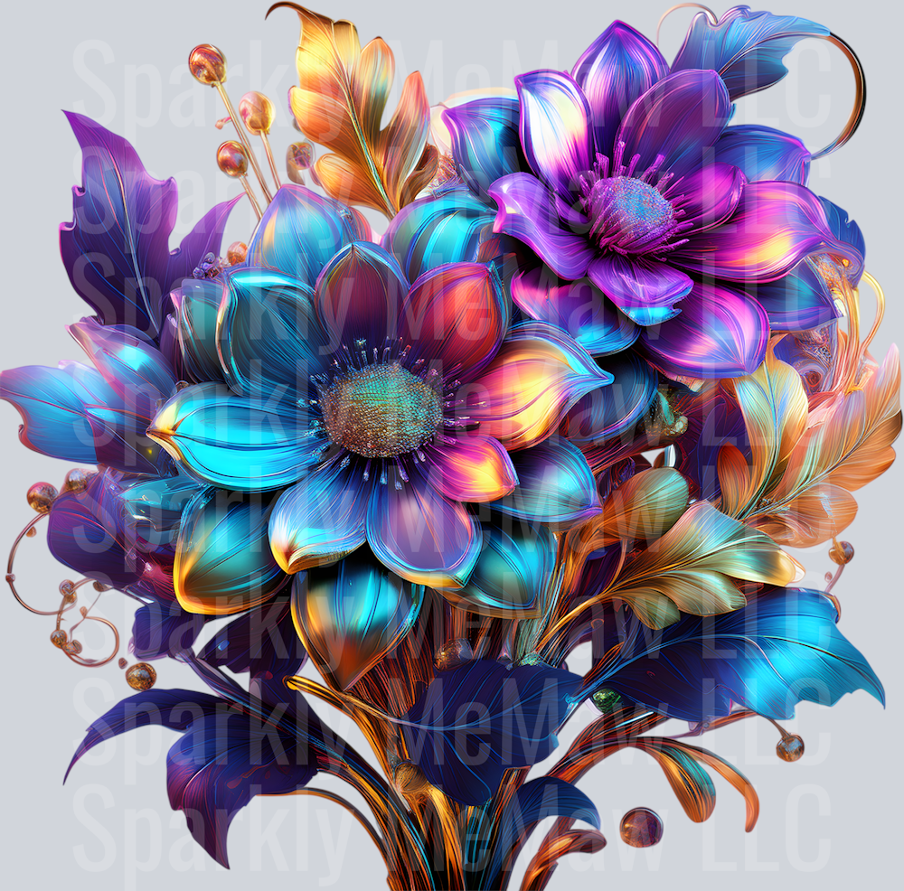 jewel tone floral clipart (158) UV DTF Decal