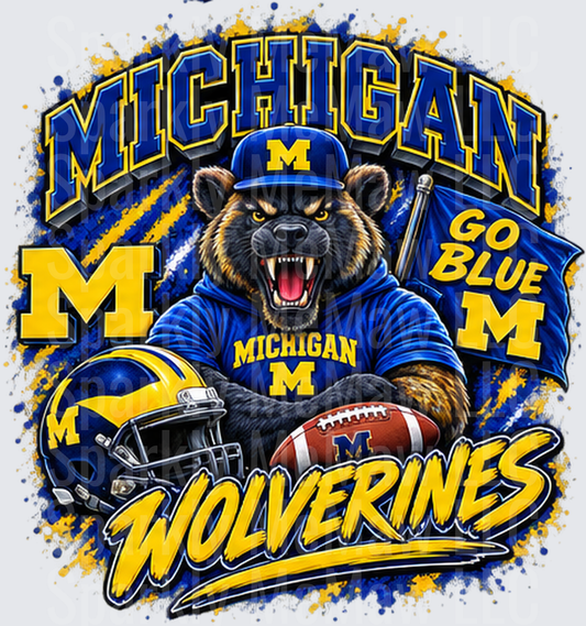 Michigan Wolverines Go Blue Mascot UV DTF Decal