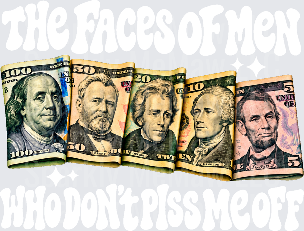 Fanned US Currency Bills DTF Transfer for Fabrics