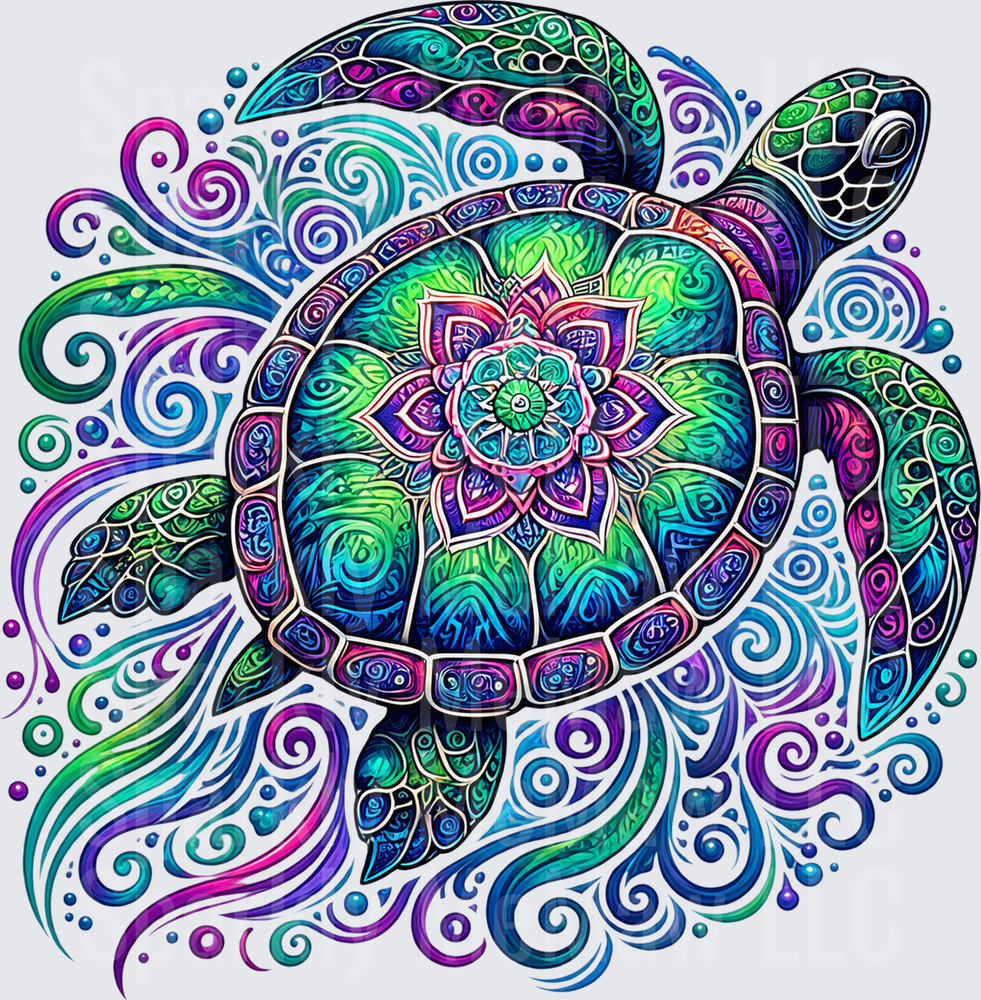 Mandala Sea Turtle this is a UV DTF DECAL (HARD SMOOTH SURFACE)
