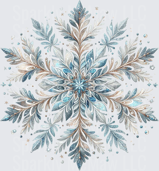 Glitter Snowflake Mandala UV DTF Decal