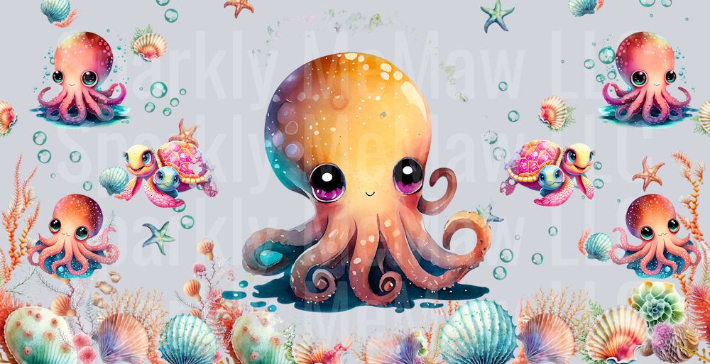 baby octopus 3 UV DTF 16 oz Wrap