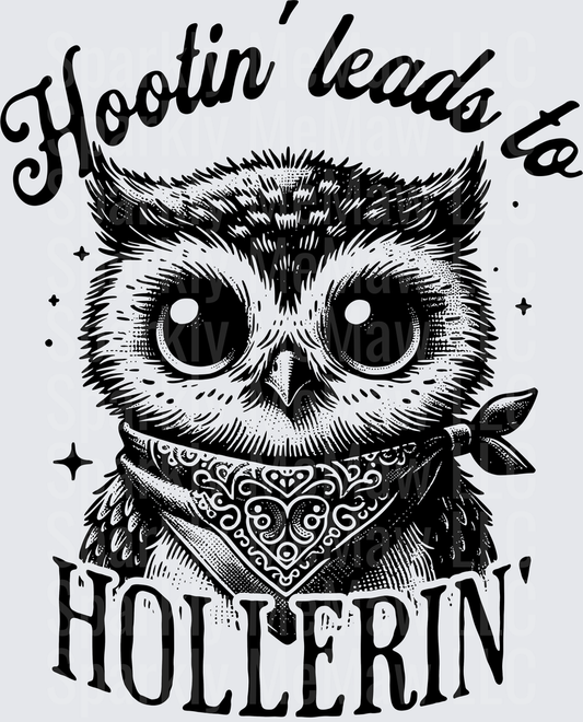 Hootin' Leads to Hollerin' Owl Bandana Western Saying UV DTF Decal