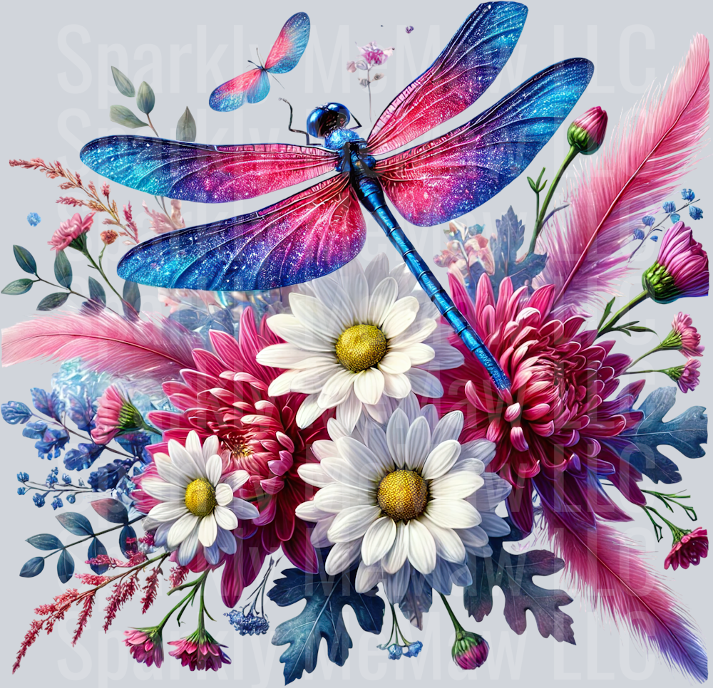 13 Floral Dragonfly UV DTF Clip Art Decal