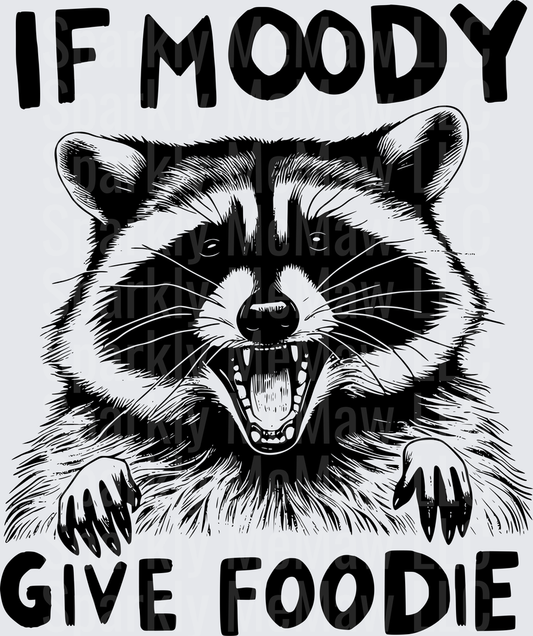 If Moody Give Foodie Angry Raccoon Black and White Design UV DTF Decal
