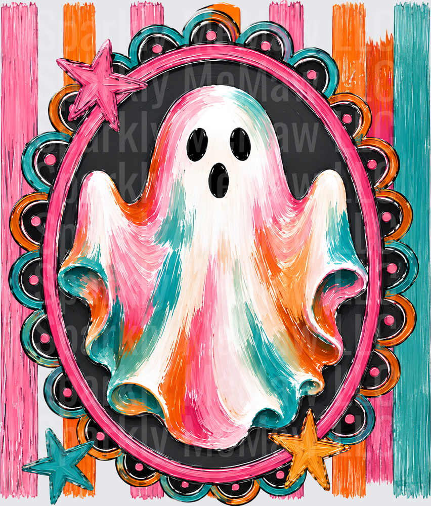 Colorful Ghost Cameo Halloween UV DTF Decal