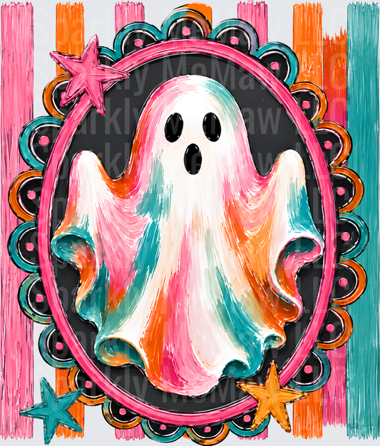 Colorful Ghost Cameo Halloween UV DTF Decal
