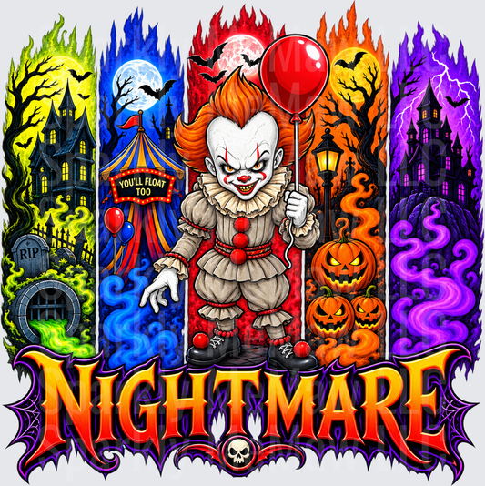 Pennywise Nightmare Halloween Horror UV DTF Decal