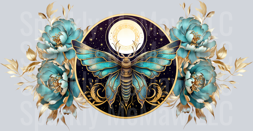 Moth with Flowers 16 oz UV DTF Wrap