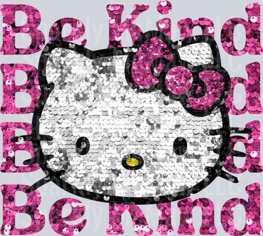 Be Kind Kitty pink UV DTF Decal