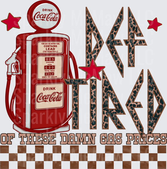 Vintage Coca-Cola Gas Pump with Leopard Print Mama Typography and Stars DTF Transfer for Fabric