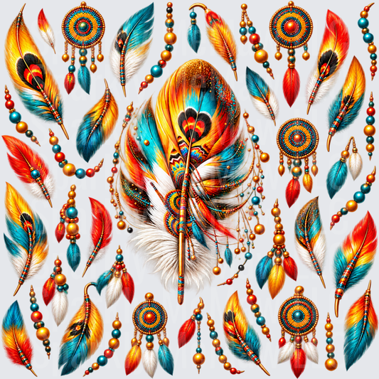 Boho Feathers Beads Dreamcatchers This is a 10X10 UV DTF Full Sheet