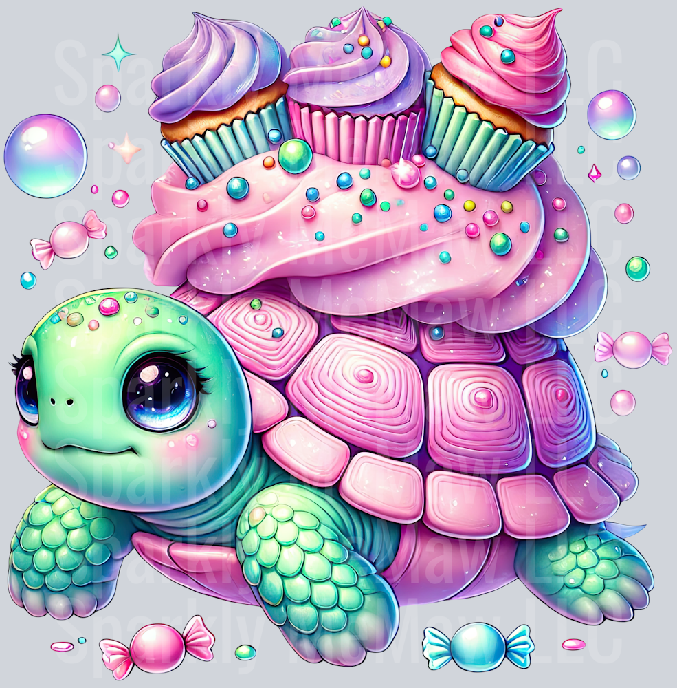 7 Colorful Turtle Clipart UV DTF Decal