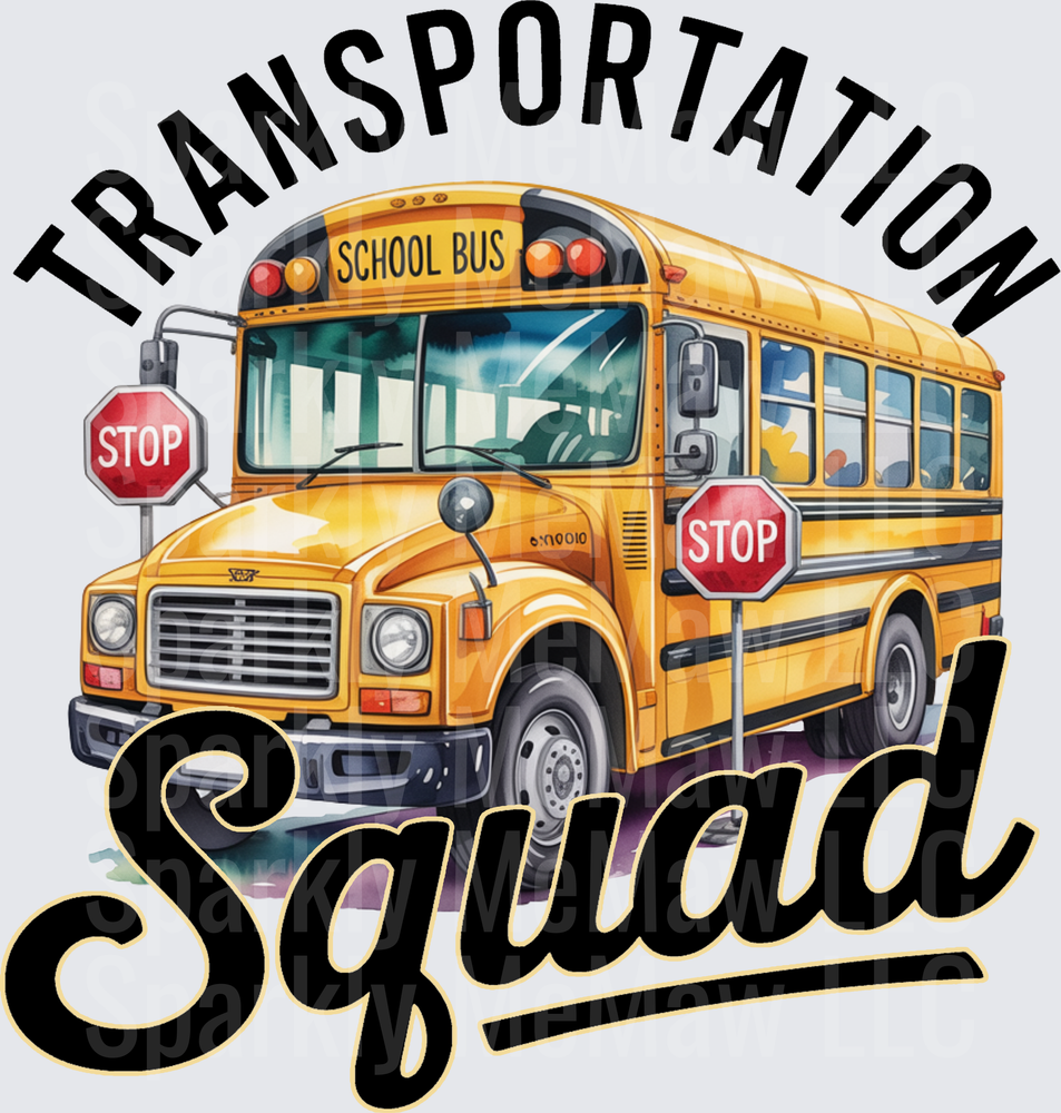 School Bus Transportation Squad DTF Transfer for Fabric