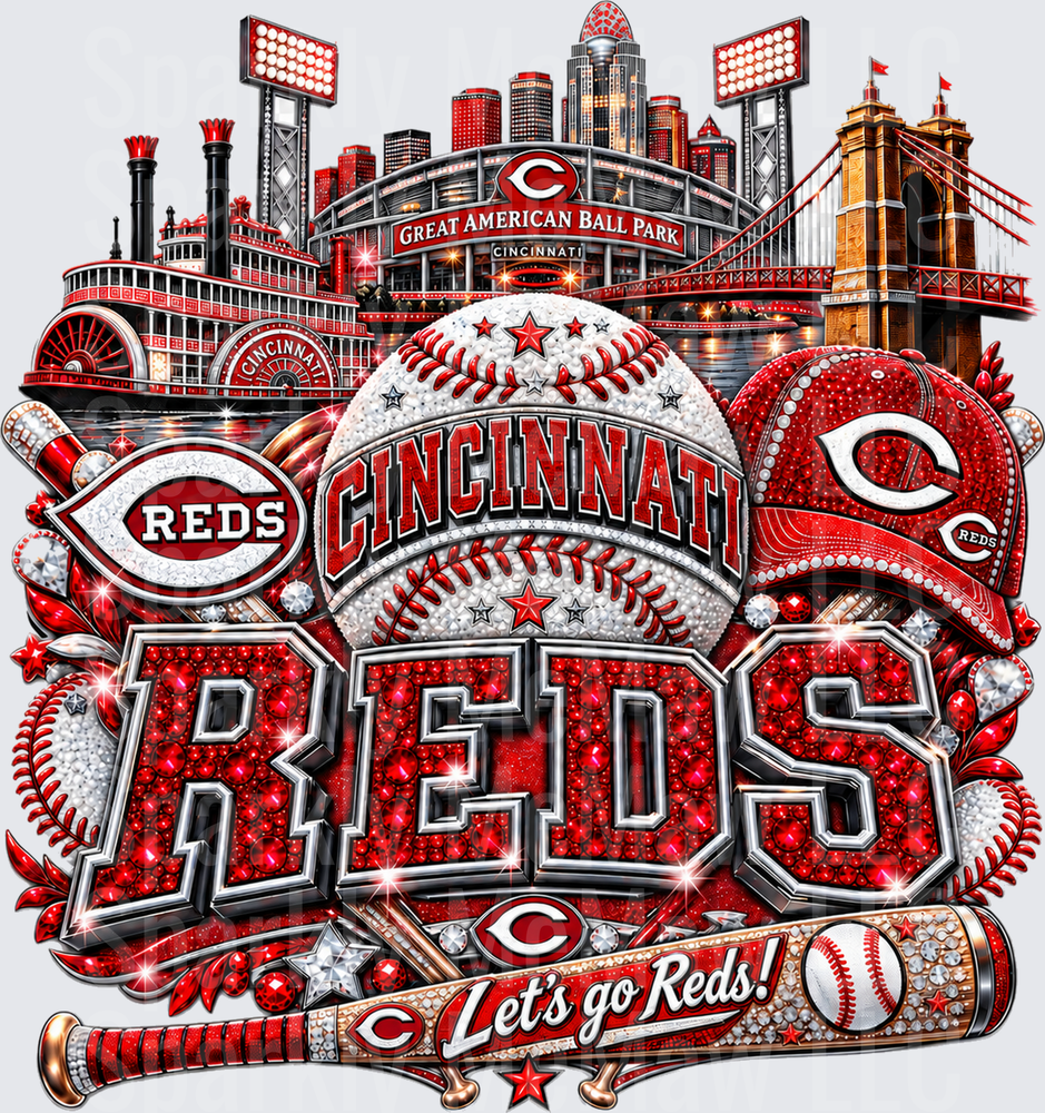 Cincinnati Reds Bling Collage is a UV Decal Decal