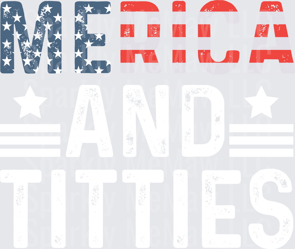Vintage Distressed MERICA Patriotic American Flag DTF Transfer for Fabric