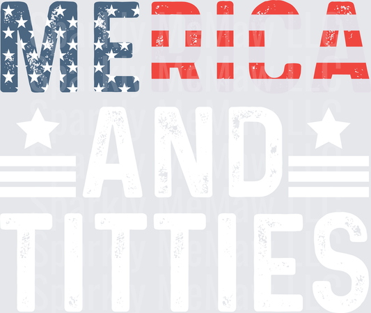 Vintage Distressed MERICA Patriotic American Flag DTF Transfer for Fabric