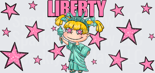 Cute Girl Statue of Liberty - This is a UV DTF 16 OZ Wrap