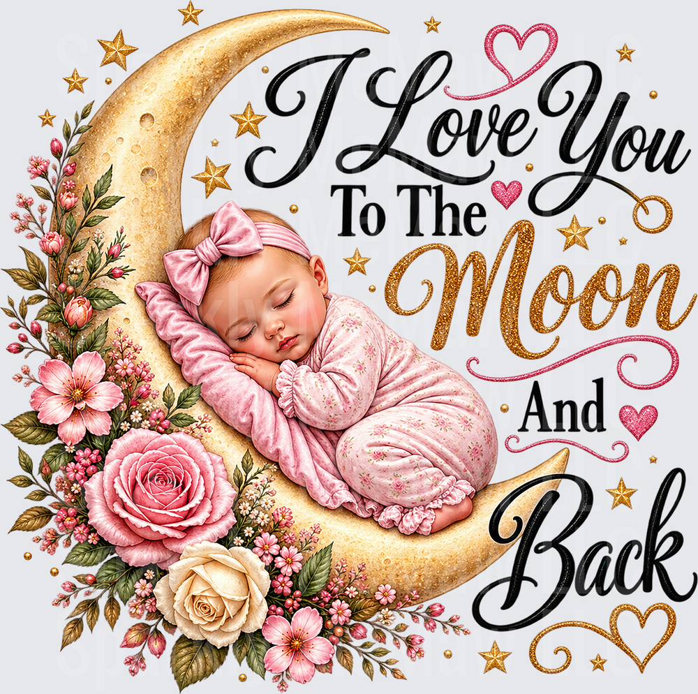 Sleeping Baby Moon Floral UV DTF Decal