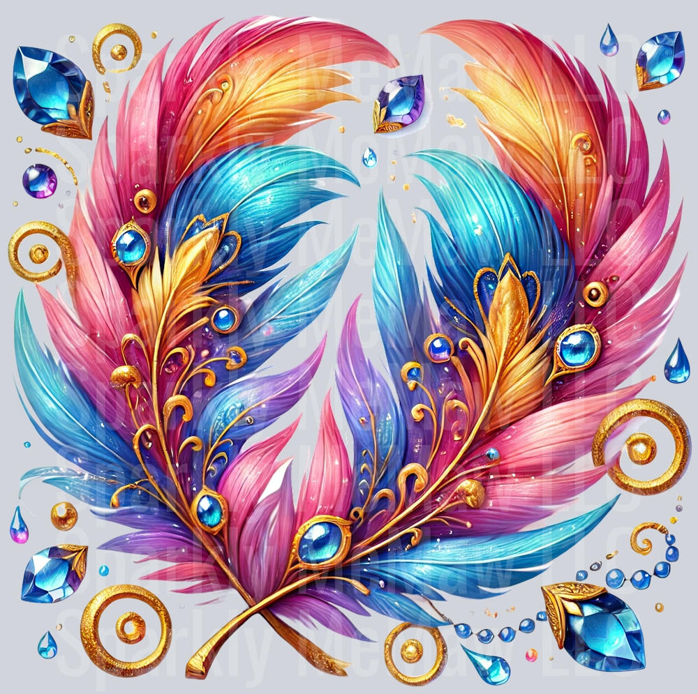4 Fancy Feathers UV DTF Clip Art Decal