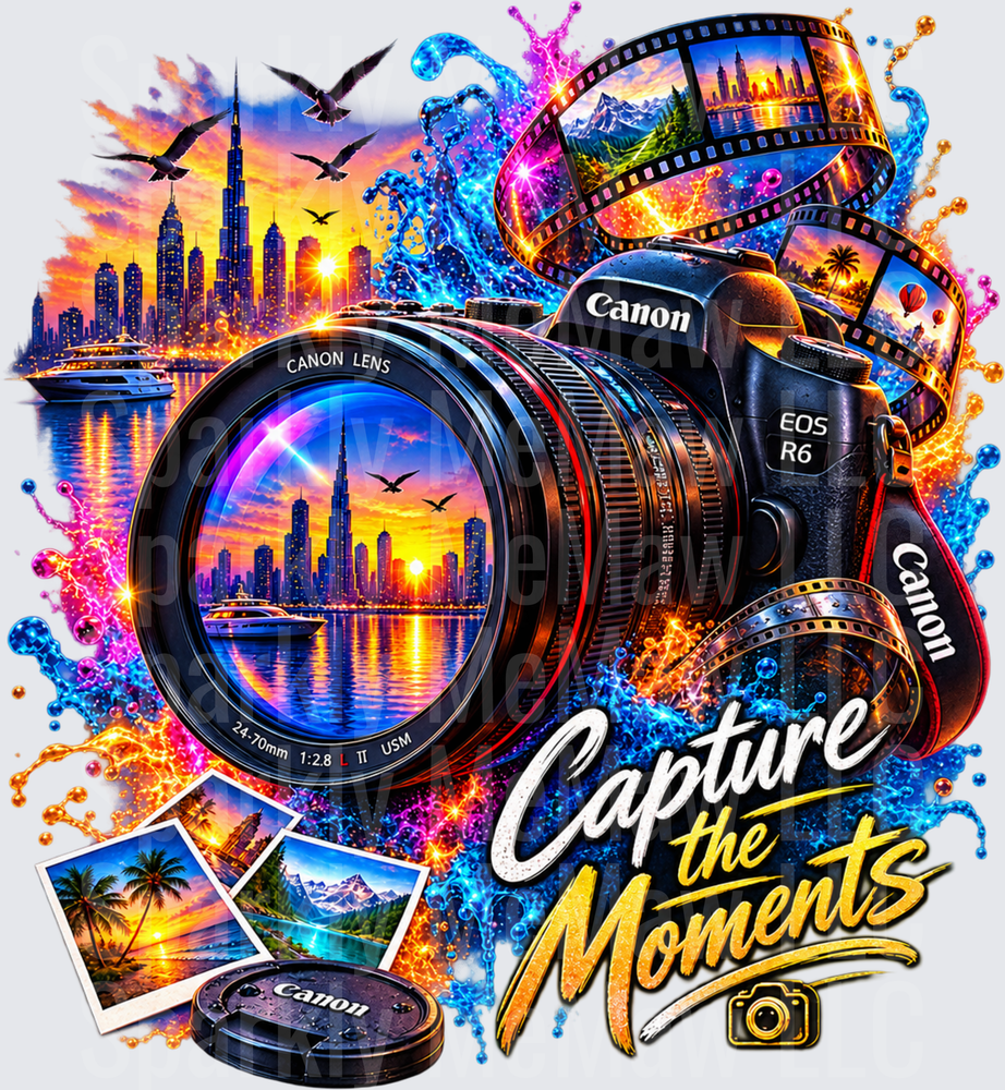 Canon EOS R6 Capture Moments DTF Transfer for Fabrics