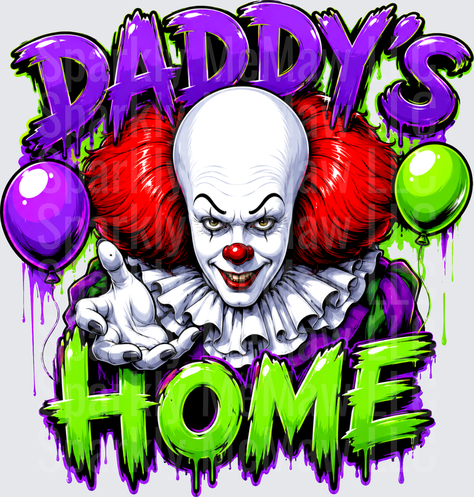 Pennywise IT Horror Clown Daddy's Home Drip Graffiti with Balloons DTF Transfer