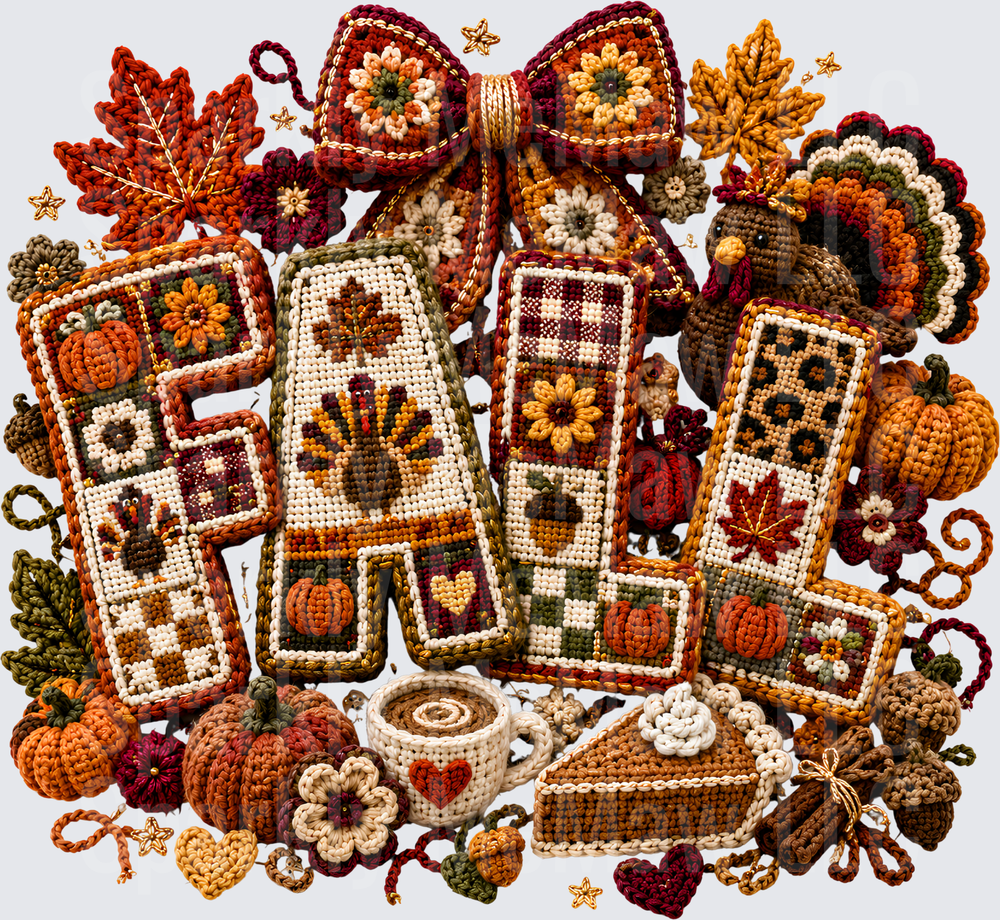 Crochet Fall FALL Letters Autumn UV DTF Decal