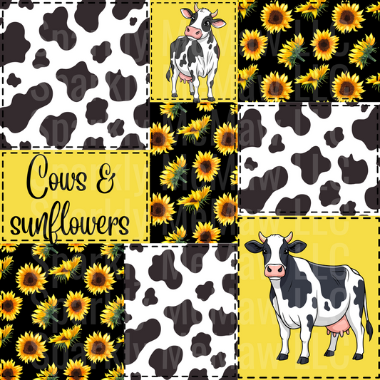 Cows and Sunflowers 10x10 Cut and Stick Patchwork UV DTF Set