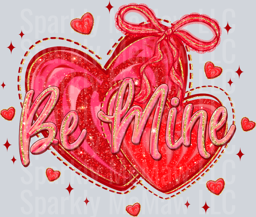 Be Mine Hearts UV DTF Decal