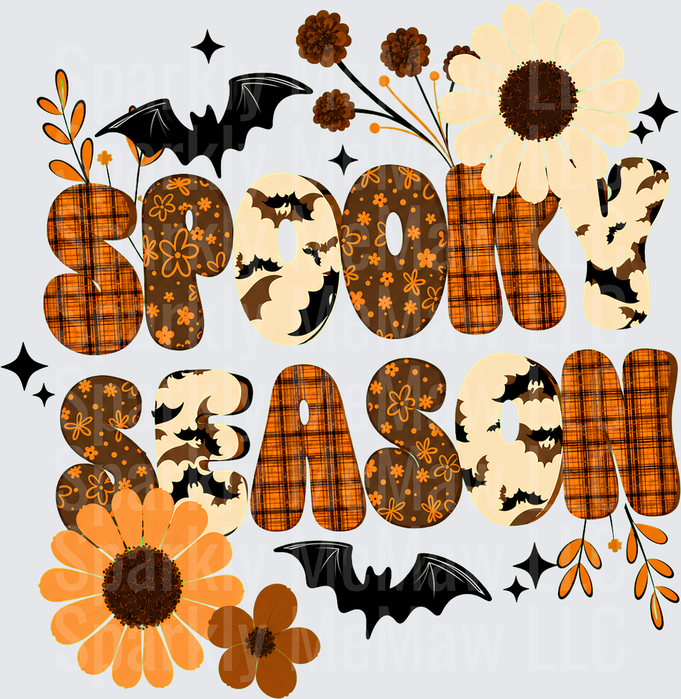 Spooky Season Floral Bats UV DTF Decal