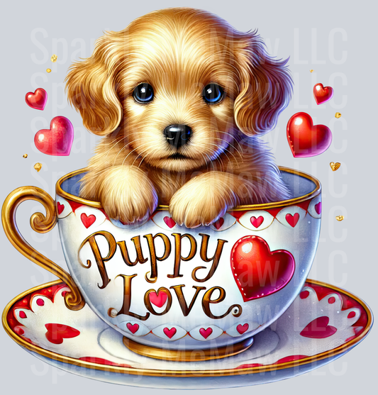 Valentines Cup Puppy  6 UV DTF Decal