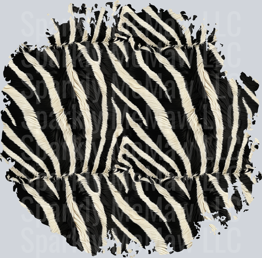 Distressed Zebra Print Pattern with Grunge Edges UV DTF Decal