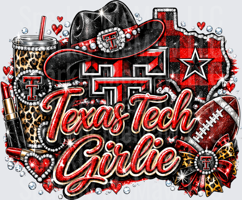 Texas Tech Girlie Glam UV DTF Decal