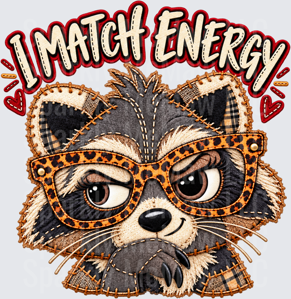 Sassy Raccoon I Match Energy UV DTF Decal