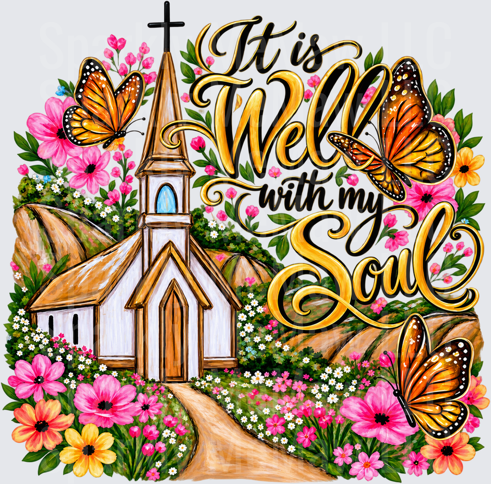 It Is Well With My Soul Church Floral UV DTF Decal