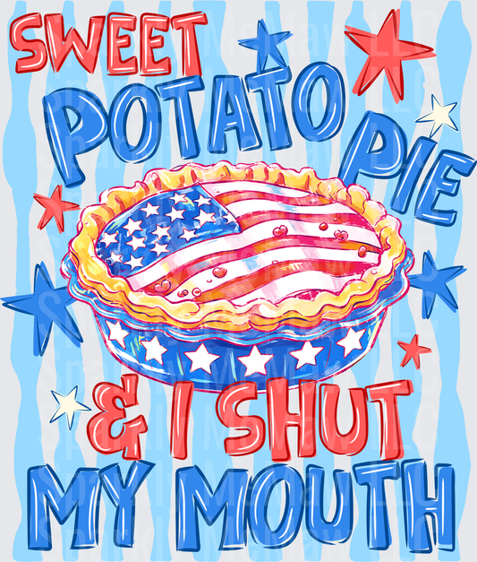 Sweet Potato Pie and I Shut My Mouth Patriotic American Flag Pie UV DTF Decal