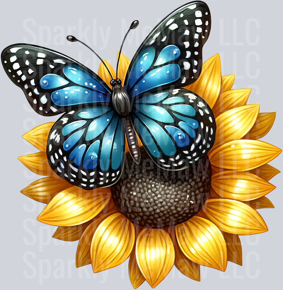 18 Sunflower Butterfly Clip Art UV DTF Decal