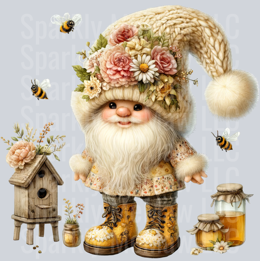 12 Bee Gnome UV DTF Clip Art Decal
