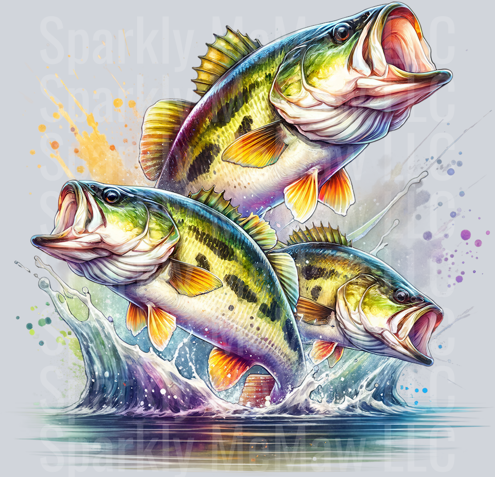 bass fish 6 Clip Art UV DTF Decal